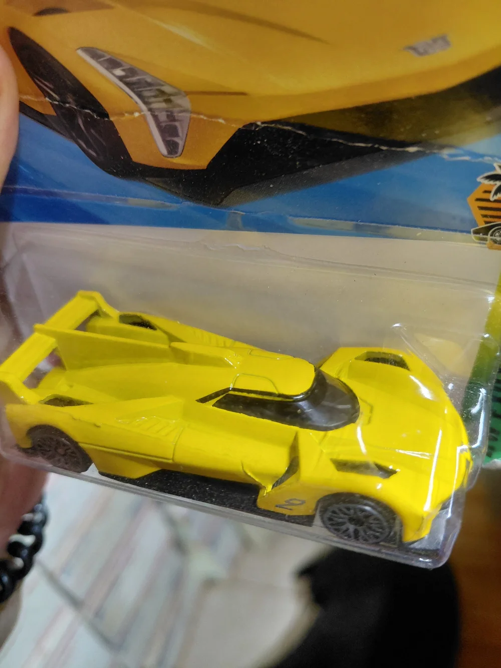 yellow Hot Wheels Cadillac Project GTP Hypercar from the 2025 HW Exotics series